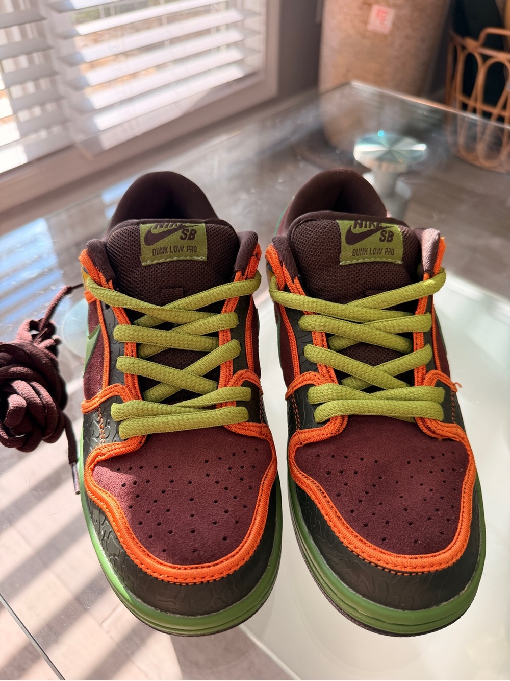 Nike Brown, Orange & Lime Green Low-Top Sneakers - Picture 2 of 9